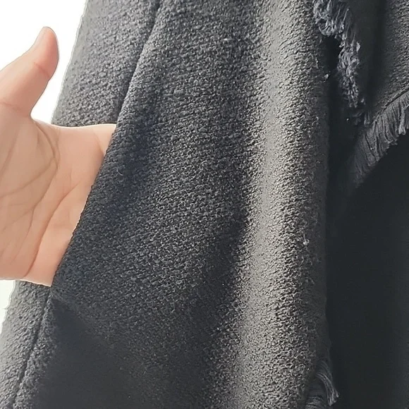 Club Monaco Tweed Fringe Open Collar Long Vest Jacket - Picture 4 of 7